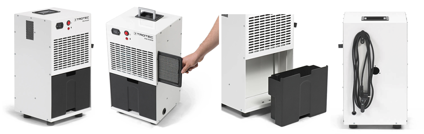 Bautrockner-Wartung — verschmutzte Filter und Wärmetauscher im Einsatz