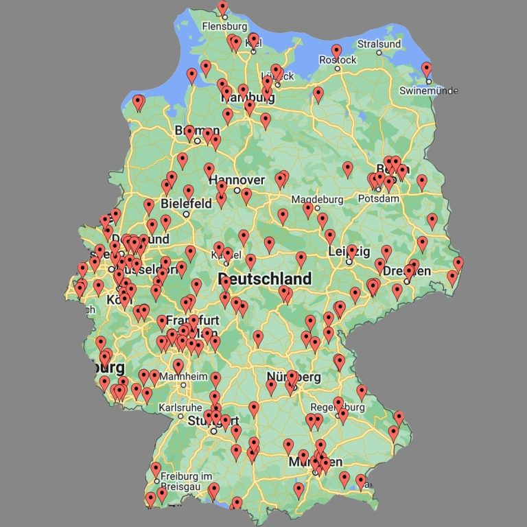 Bundesweites Partnernetzwerk der WRSK GmbH — Standortkarte Deutschland
